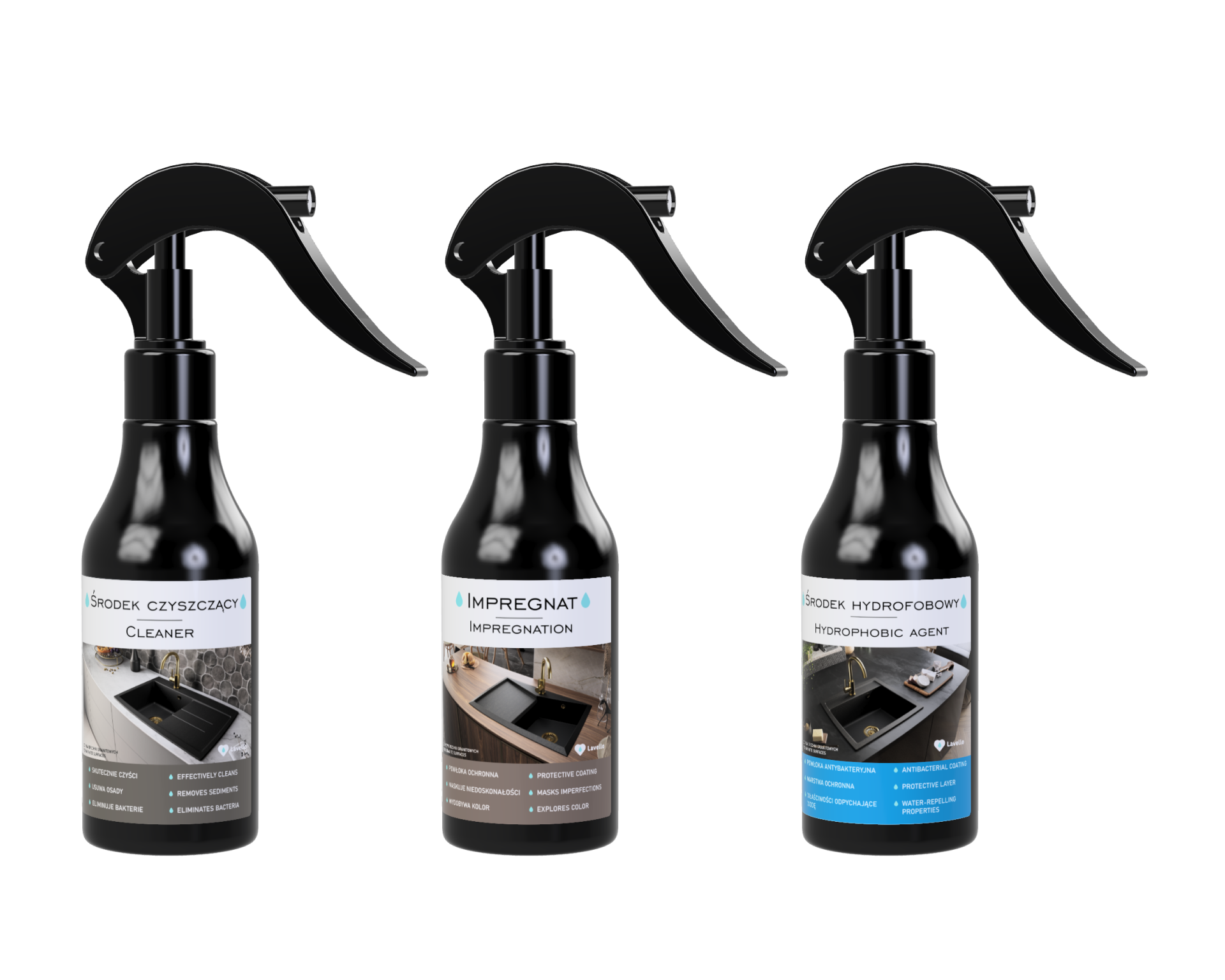 ZESTAW: Impregnat + Środek czyszczący do zlewów + Środek hydrofobowy