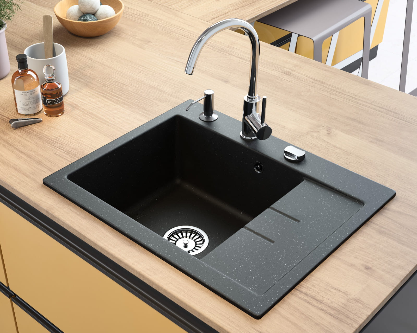 Zlewozmywak granitowy jednokomorowy z krótkim ociekaczem Lavello Luxor 1.0s