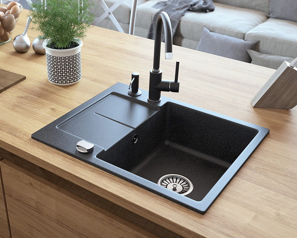 Zlewozmywak granitowy jednokomorowy z krótkim ociekaczem Lavello Designo 1.0s
